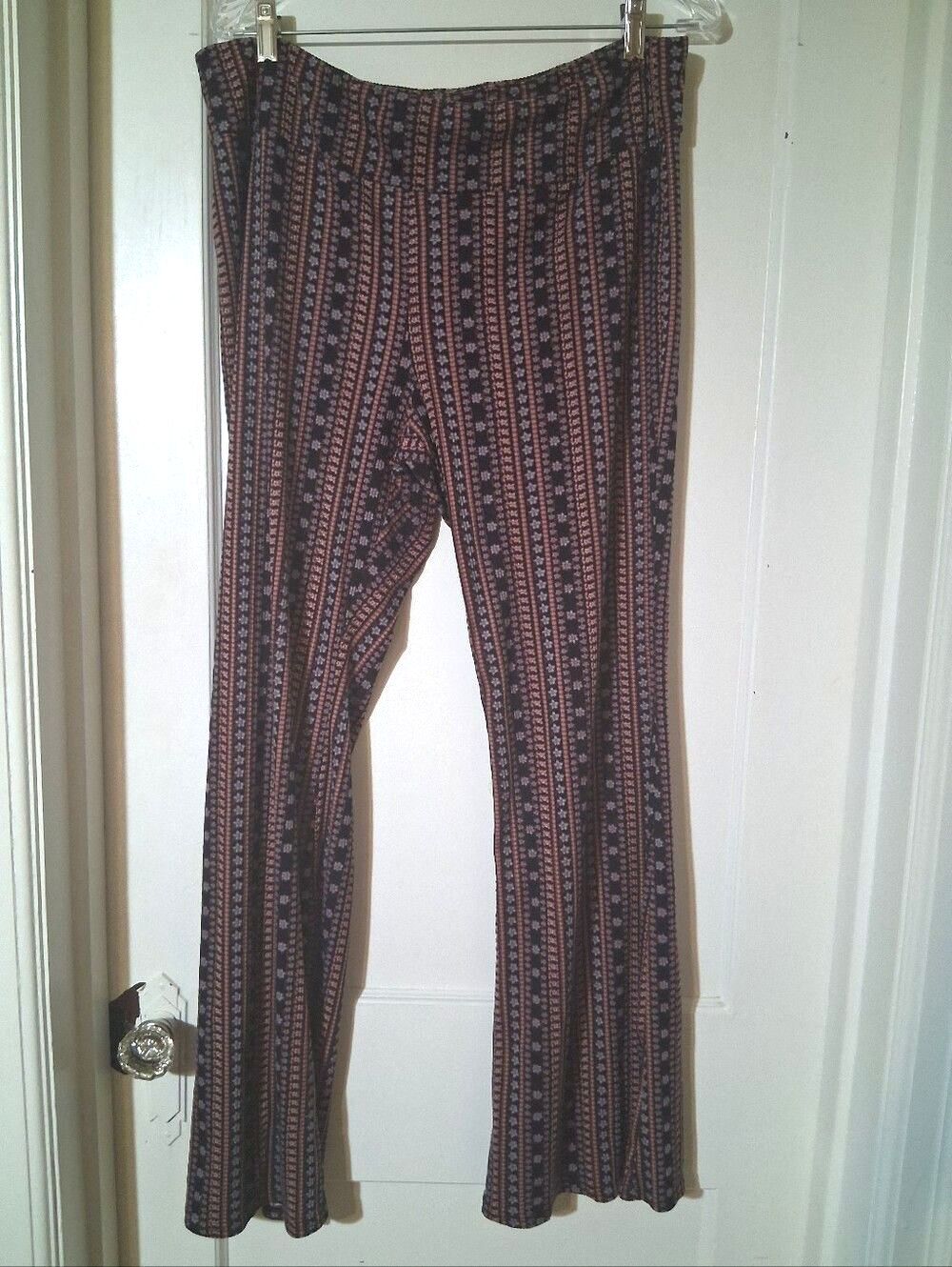 High Rise Pants Flare Wide Leg Boho Floral Print Geometric Patterned Lounge XXL - Picture 6 of 13
